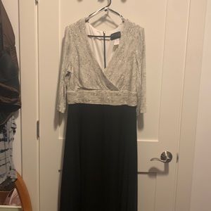 Mother of the Bride dress—formal/black skirt/silver metallic top
